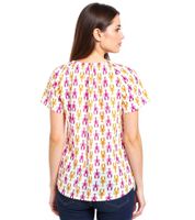 ZWILLINGSHERZ Little Lobster Women's Summer Blouse Tunic Shirt with Short Sleeves 33337-90 Orange/Pink/White