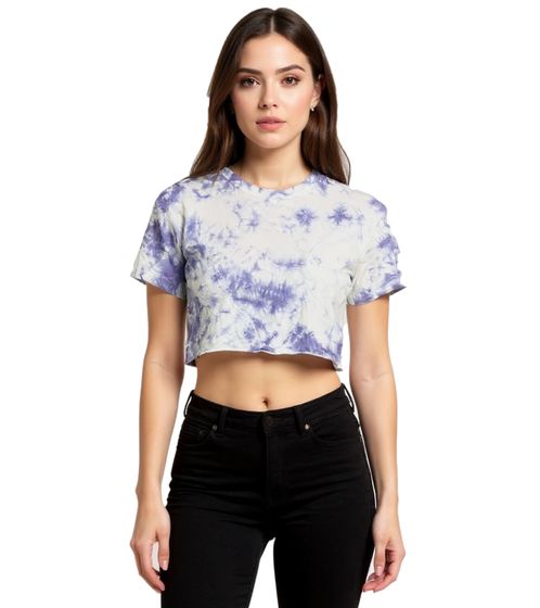ZEGY Women's Batik Crop Top Cotton T-Shirt 1075 Purple/White