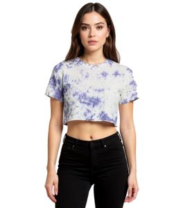 T-shirt court en coton batik pour femme ZEGY 1075 Violet/Blanc
