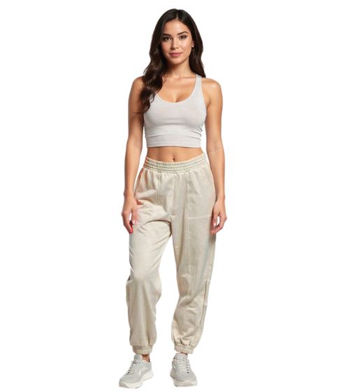 ZEGY Women's Jogging Pants, Comfortable Sweatpants with Side Pockets, Cotton Pants, 1068 Beige