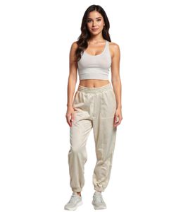 ZEGY Damen Jogginghose bequeme Sweat-Hose mit seitlichen Eingrifftaschen Baumwoll-Hose 1068 Beige