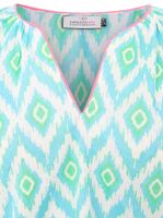 ZWILLINGSHERZ Women's Cotton Blouse, Summer Blouse, Tunic Shirt, 33227-88 Green/White/Blue