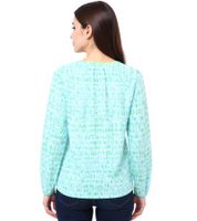 ZWILLINGSHERZ Women's Cotton Blouse Summer Blouse Tunic Shirt 33230-85 Green/White/Blue