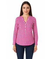 ZWILLINGSHERZ Women's Polka Dot Summer Blouse Tunic Shirt 33095-1 Pink/White