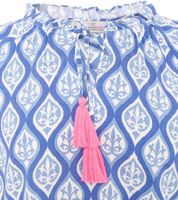 Chemisier tunique d'été ZWILLINGSHERZ pour femme avec pompons et vignes 33246-89 Bleu/Blanc/Rose Chemisier tunique d'été ZWILLINGSHERZ pour femme avec pompons et vignes 33246-89 Bleu/Blanc/Rose
