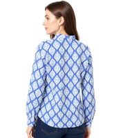Chemisier tunique d'été ZWILLINGSHERZ pour femme avec pompons et vignes 33246-89 Bleu/Blanc/Rose Chemisier tunique d'été ZWILLINGSHERZ pour femme avec pompons et vignes 33246-89 Bleu/Blanc/Rose