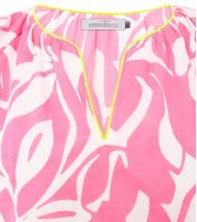 ZWILLINGSHERZ Women's Summer Blouse with Leaf Pattern, Cotton Long Sleeve Shirt 33229-13 Pink/White/Yellow