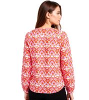 Blusa tipo túnica de verano para mujer ZWILLINGSHERZ con adornos 33236-13 Naranja/Rosa/Blanco
