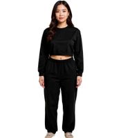 Ensemble de jogging ZEGY pour femme, sweat-shirt de jogging, pull court avec demi-zip, en coton, 1072 noir Ensemble de jogging ZEGY pour femme, sweat-shirt de jogging, pull court avec demi-zip, en coton, 1072 noir