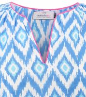 ZWILLINGSHERZ Diamond Women's Summer Blouse with Diamond Pattern, Cotton Long Sleeve Shirt 33227-84, Blue/White/Pink ZWILLINGSHERZ Diamond Women's Summer Blouse with Diamond Pattern, Cotton Long Sleeve Shirt 33227-84, Blue/White/Pink