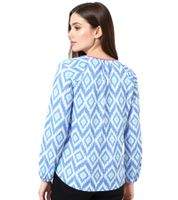ZWILLINGSHERZ Diamond Women's Summer Blouse with Diamond Pattern, Cotton Long Sleeve Shirt 33227-84, Blue/White/Pink ZWILLINGSHERZ Diamond Women's Summer Blouse with Diamond Pattern, Cotton Long Sleeve Shirt 33227-84, Blue/White/Pink