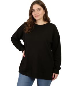 ZEGY Women's Sweatshirt, Simple Cotton Pullover, Crew Neck, Sweater 1070 Black