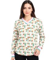 ZWILLINGSHERZ Mosaic Women's Long-Sleeve Summer Shirt with Colorful Mosaics 31628-66 Beige/Brown/Green/Pink