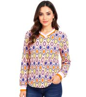 Camicia estiva a maniche lunghe da donna ZWILLINGSHERZ Ornament in stile retrò 31627-21 Beige/Rosa/Arancione/Blu Camicia estiva a maniche lunghe da donna ZWILLINGSHERZ Ornament in stile retrò 31627-21 Beige/Rosa/Arancione/Blu