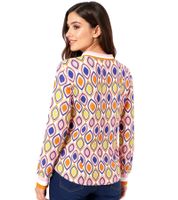 Camicia estiva a maniche lunghe da donna ZWILLINGSHERZ Ornament in stile retrò 31627-21 Beige/Rosa/Arancione/Blu Camicia estiva a maniche lunghe da donna ZWILLINGSHERZ Ornament in stile retrò 31627-21 Beige/Rosa/Arancione/Blu