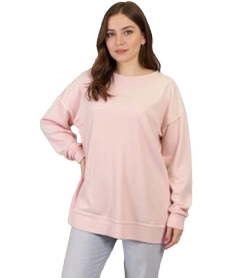 ZEGY Women's Sweatshirt, Plain Cotton Pullover, Crew Neck Sweater, 1070 Pink