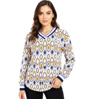 ZWILLINGSHERZ Ornament Women's Long-Sleeve Retro-Style Summer Shirt 31627-84 Beige/Blue/Brown