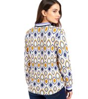 ZWILLINGSHERZ Ornament Women's Long-Sleeve Retro-Style Summer Shirt 31627-84 Beige/Blue/Brown