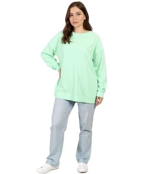 ZEGY women's sweatshirt simple cotton pullover round neck sweater 1070 mint green