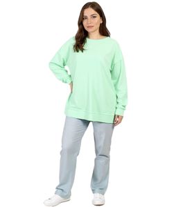 Sweat-shirt femme ZEGY pull simple en coton col rond 1070 vert menthe