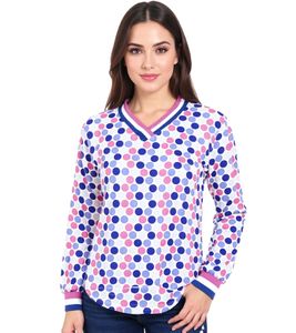 ZWILLINGSHERZ Women's Polka Dot Long-Sleeve Summer Shirt 31629-84 Blue/Pink/White