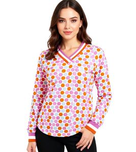 ZWILLINGSHERZ Women's Polka Dot Long-Sleeve Summer Shirt 31629-22 Pink/Light Blue/Orange