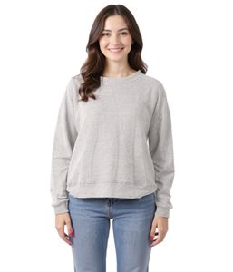 ZEGY Damen Strick-Pullover mit Rundhalsausschnitt Baumwoll-Pullover Freizeit-Sweater 1076 Grau