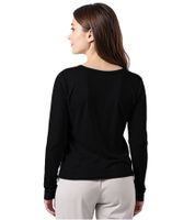 Pull fin à manches longues et col en V pour femme ZEGY 1078 Noir