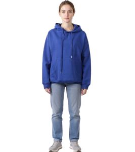 ZEGY Damen Hoodie schlichter Kapuzen-Pullover mit Kängurutasche Sweater 1077 Royal-Blau