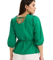 Blusa estiva da donna, blusa girocollo con maniche a 3/4 ed elastico in vita, blusa in cotone 950069 Verde