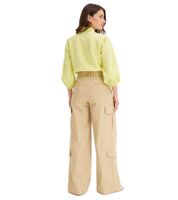 Women's Cargo Pants, Practical Cotton Wide-Leg, High-Waist Summer Pants, 972109 Beige