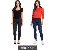 2-pack of women's skinny jeggings, fashionable denim pants with elastic waistband, comfort stretch, 965587, blue/black