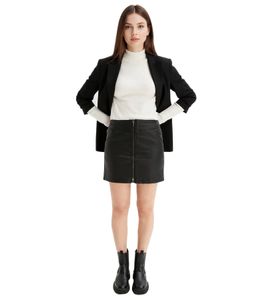 Minifalda de mujer, atractiva falda de piel sintética con cremallera, 903767 negra Minifalda de mujer, atractiva falda de piel sintética con cremallera, 903767 negra