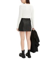 Damen Mini-Rock aufregender Lederimitat-Rock mit Reißverschluss 903767 Schwarz