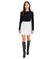 Women's Mini Skirt, Flared Jacquard Skirt with Pockets, Plus Sizes 978672 Silver