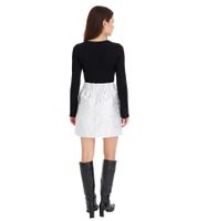 Women's Mini Skirt, Flared Jacquard Skirt with Pockets, Plus Sizes 978672 Silver