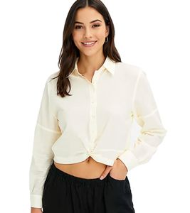 Damen Sommer-Bluse langärmlige Crepe-Bluse Große Größen 920882 Beige