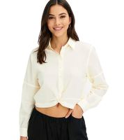 Women's Summer Blouse, Long-Sleeved Crepe Blouse, Plus Sizes, 920882 Beige