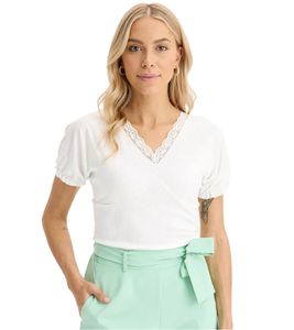 T-shirt femme à motifs décoratifs, manches courtes (944192), blanc T-shirt femme à motifs décoratifs, manches courtes (944192), blanc