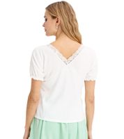 Camiseta de mujer con elementos decorativos, manga corta 944192 blanca