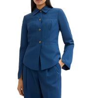 Stylish ladies shirt jacket, autumn jacket, business jacket, short coat 943635 Blue