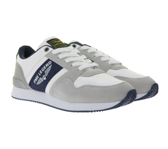 Sneakers basse PME LEGEND con inserti laterali in tessuto, sneakers per tutti i giorni, scarpe con lacci, PBO2203320-900 Bianco/Grigio