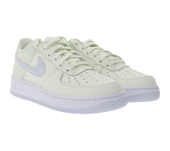 Sneaker Nike Air Force 1 GS per bambini e bambine, in vera pelle, modello basso, CT3839 110, bianco crema