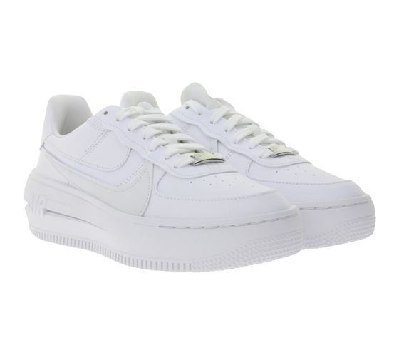 NIKE Air Force 1 PLT.AF.ORM Sneakers da donna in vera pelle con ammortizzazione Air, Sneakers basse, DJ9946 100 Bianco