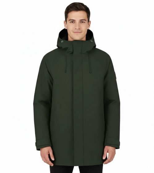 Giacca isolante lunga da uomo Blue LOOP Originals Virga Iso, giacca invernale sostenibile con finitura OrganoTex Industrial DWR M-VJL006-22-B330 Verde scuro