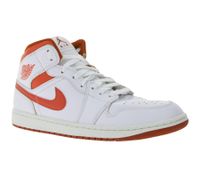 NIKE Air Jordan 1 Mid Herren Sneaker Echtleder Turnschuhe Mid-Top Sneaker FJ3458 160 Weiß/Rot