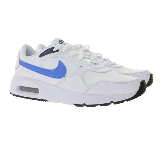NIKE Air Max Men's Low-Top Sneakers with Nike Air Cushioning, Training Shoes, Genuine Leather, CW4555 113 White/Blue