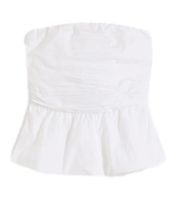 Chemisier d'été femme à épaules dénudées et ourlet ballon (948494, Blanc)