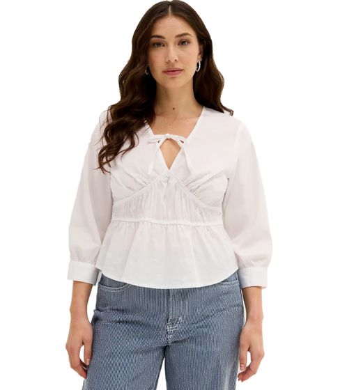 Women's Summer Blouse with Tie and Fitted Hem 968082 White