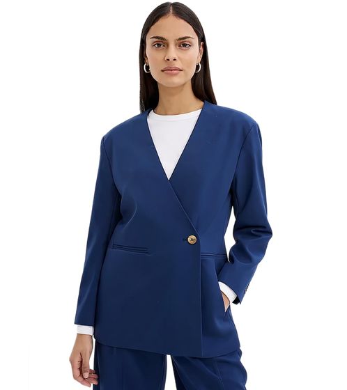 Stylish women's evening blazer, autumn blazer, business blazer, cotton blazer, 950940 Blue